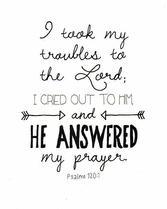 Psalm 120:1 – I call on the Lord in my distress, and he answers me.
….