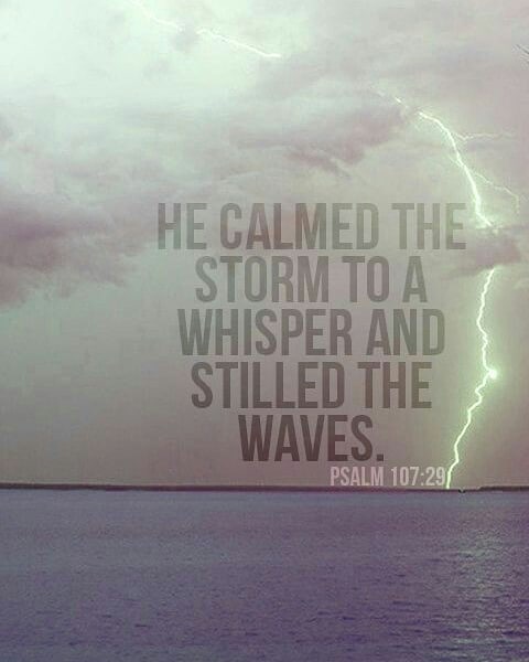 Psalm 107: 29-31 – “He stilled the storm to a whisper; the waves of the sea were…