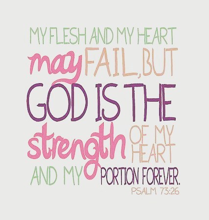 Psalm 73:26 – My flesh and my heart may fail, but God is the strength of my hear…